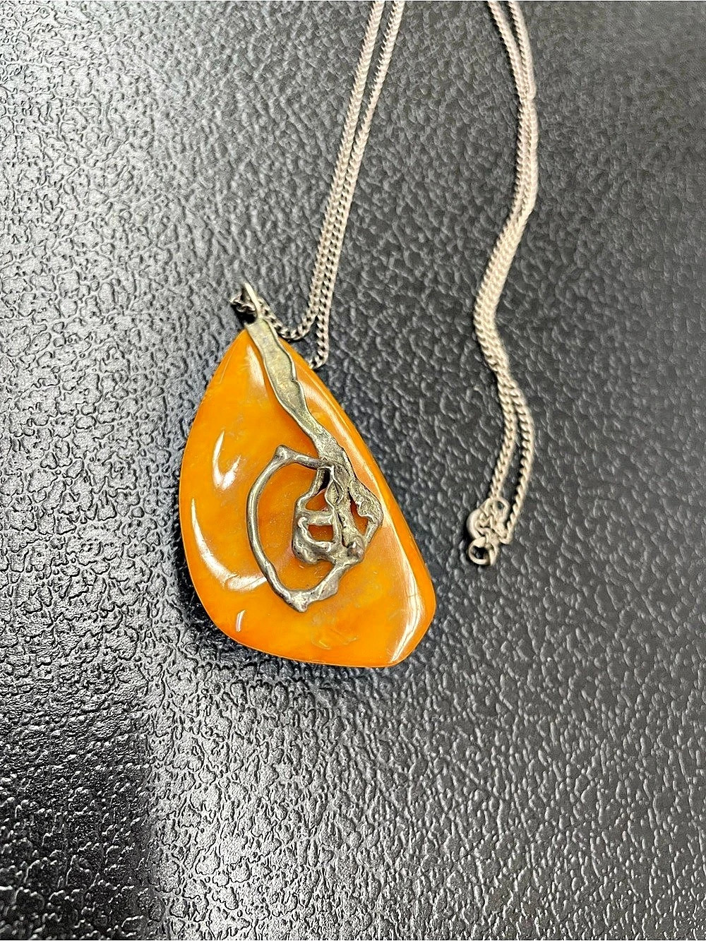 Orange Stone Pendant Necklace